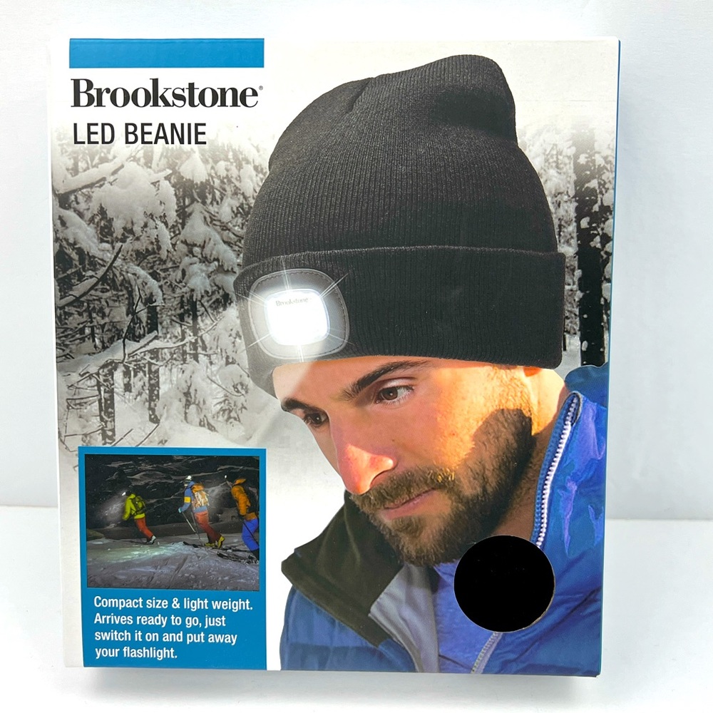 BROOKSYONE, LED BEANIE, BLACK COLOR, UNISEX, ONE SIZE FITS ALL, KNITTED HAT